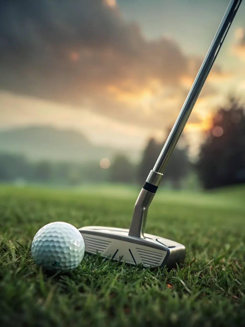 A golf putter head with a brushed neapolitan oil can finish, showcasing a blend of bronze, copper, and gold tones, displayed in a studio setting to highlight the unique color variations.