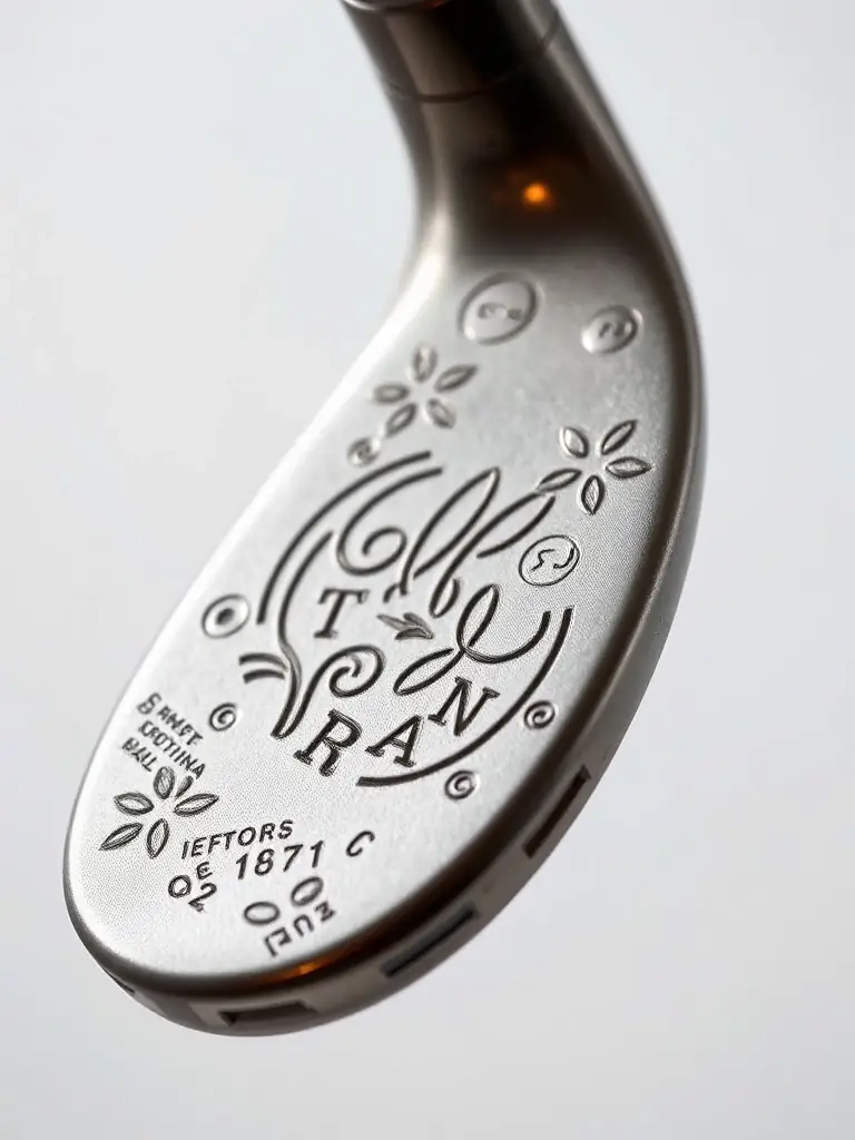 A detailed close-up of a golf club face undergoing the face milling process, showcasing the precision and craftsmanship involved.